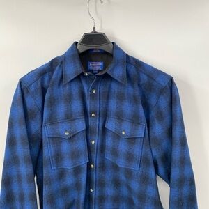 Blue and Black Plaid Men's Jacket